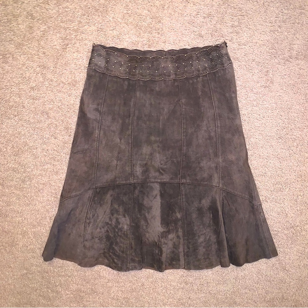 CAbi Brown Leather Skirt Size 4